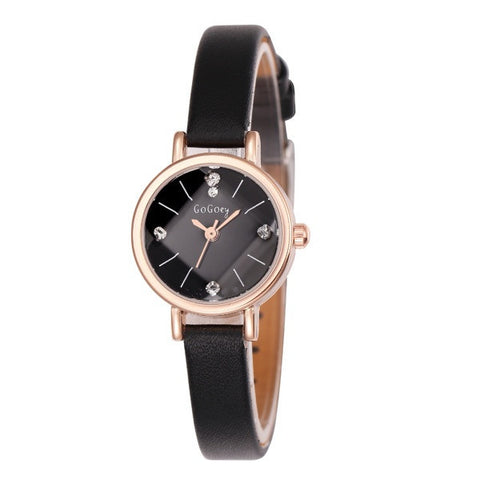 Thin Leather Women Bracelet Wristwatch