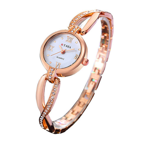 Rose Gold Women Bracelet Wristwatch